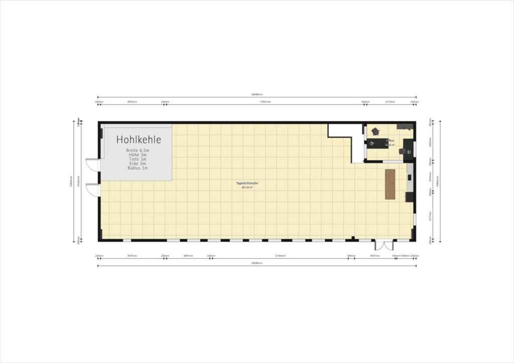 Grundriss des Studio 01 Tageslichtstudio Hannover